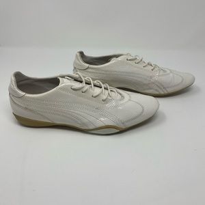 Puma white patent leather lace up shoes
